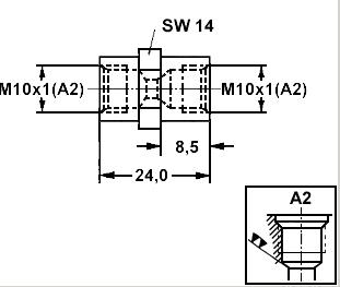 Adapter Bremsleitung 2x M10x1 Innengewinde Form FL