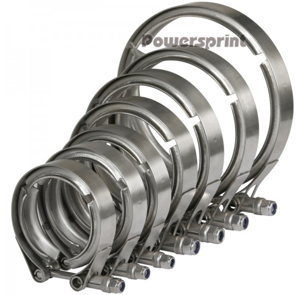Powersprint Edelstahl Auspuff Schnellverschluss V-Band T-Bandschelle für 55mm  T-Flansche!
