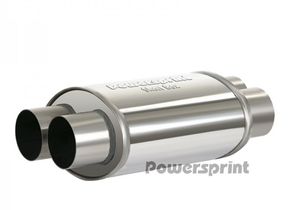 Powersprint Schalldämpfer Short Box oval zweiflutig Ø 60mm 370 mm Länge