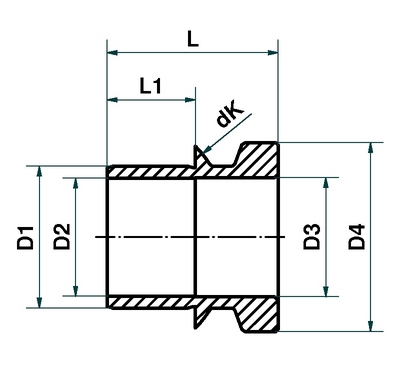 Fluro Reduzierhülse KRC 20 Reduzierung 20 auf 16 mm zur Kippwinkelerhöhung von14° auf 21° Werkstoff: 1.4057