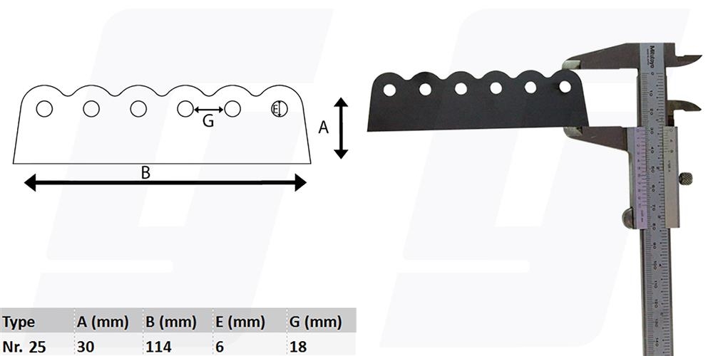 Schweisslasche Nr.25 114x30x2mm (6mm Loch)  - Domex700