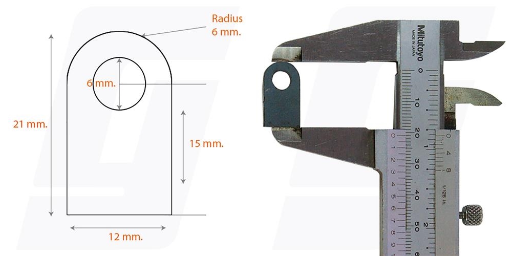 Schweisslasche Nr.21 (10 Stück) 12x21x2mm (6mm Loch)  - Domex700