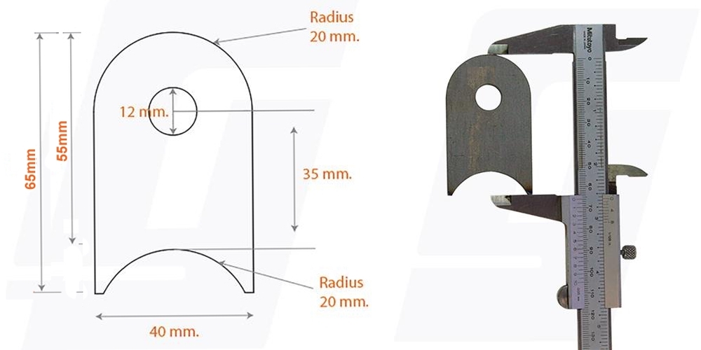 Schweisslasche Nr.1 65x40x4 (12mm Loch)  - Domex700