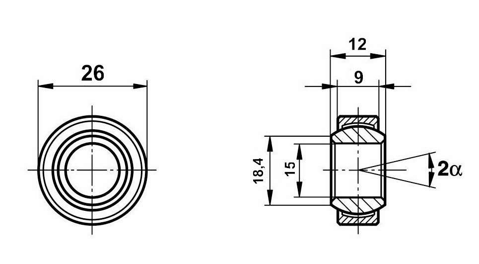 Fluro Motorsport Gelenklager 15x26x9/12 - MS DIN 648 - E Reihe GE...DO, Lager vorgespannt