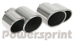 Powersprint Universal Edelstahl Endrohr Set schräg geschnitten versetzt eingerollt - links/rechts