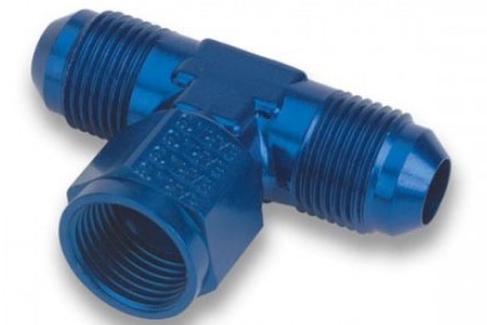 T-Stück Female Swivel on Side 03AN, Dash 03 JIC, 3/8-24UNF