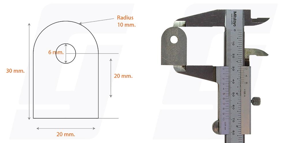 Schweisslasche Nr.5 20x30x4 (6mm Loch)  - Domex700