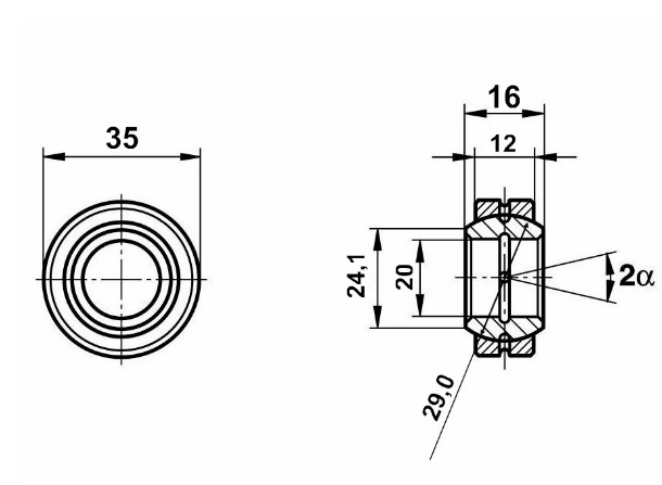 Fluro Motorsport Gelenklager 20x35x12/16 - MS DIN 648 - E Reihe G, Lager vorgespannt