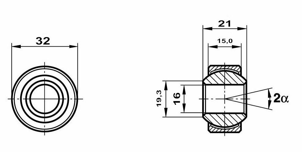 Motorsport Gelenklager 16x32x21/15 MS GXSW 16.32 Lager nicht vorgespannt
