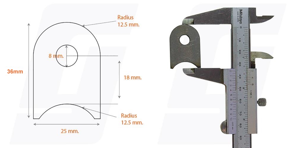 Schweisslasche Nr.4 25x36x4 (8mm Loch)  - Domex700