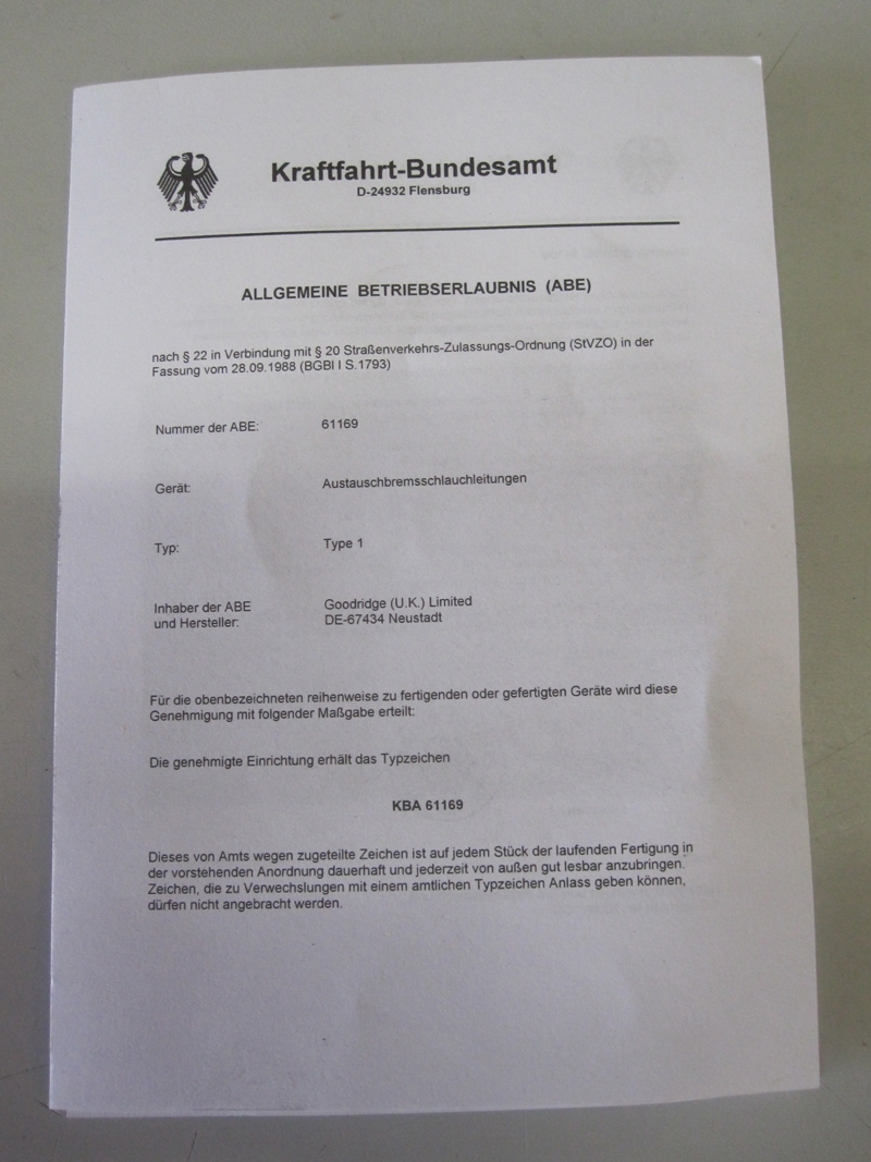 Goodridge Bremsschlauchsatz Audi 100 2.2E Quattro Typ 44Q 89-90   6-teilig mit ABE 