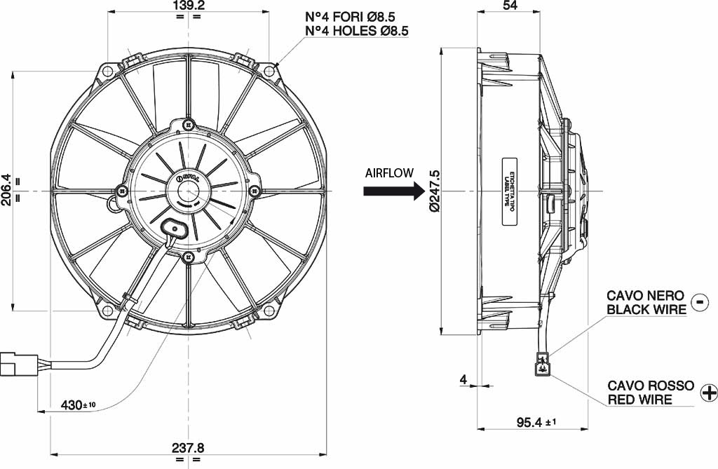 Spal Kühlerventilator VA02-BP70/LL-40A D247,5-D225 T=95 / 1390m³ saugend