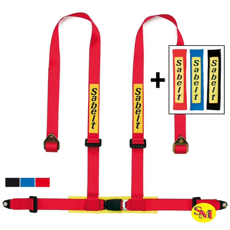 Sabelt 4-Punkt Gurt ECE 2" 6-fach verstellbar rot