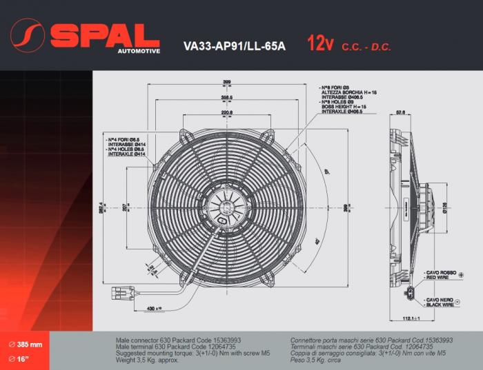 Spal Kühlerventilator VA33-AP91/LL-65A 
D414-D385 T=112  3310m³ saugend