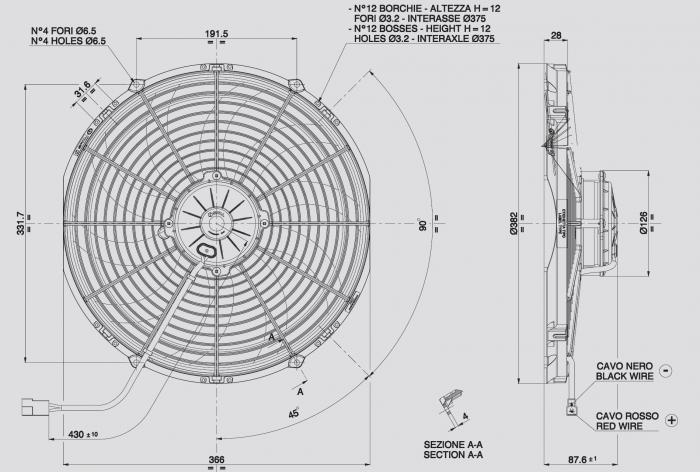 Spal Kühlerventilator VA08-BP71/LL-53S 24V 
D385-D350 T=88 / 3150m³ blasend