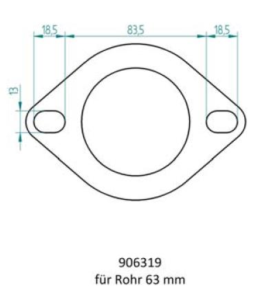 Powersprint 2-Loch-Flansch 
63,5mm Ø Rohrausschnitt