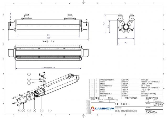 Laminova Ölkühler 395mm Ölanschluss: AN10 (7/8-14)
Wasseranschluss: Durchmesser 35mm SA00473