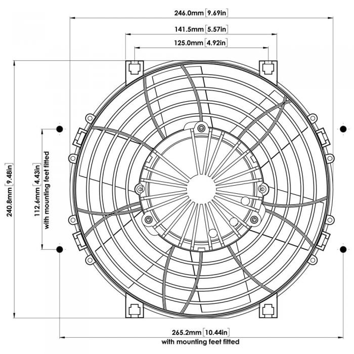 24V Kühlerventilator 246mm (9") Davies Craig Brushless 
bürstenlos, 1440 m³/h blasend und saugend dual