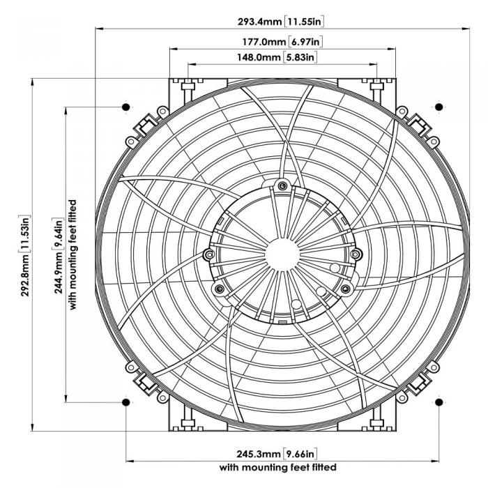 12V Kühlerventilator 295mm (12") Davies Craig Brushless 
bürstenlos, 2200m3/h blasend und saugend dual