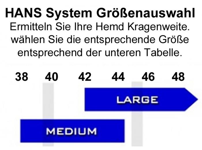 HANS System Performance III Sitzwinkel 20° 
HANS Größe: Gr.L (Kragenweite ab 45cm)