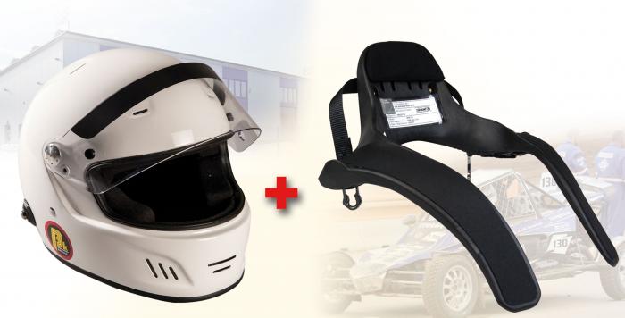 Hans Komplettangebot Full Face 
 Helm weiss: Gr.XL; Hans Club: Gr. M (Kragenweite bis 44cm)