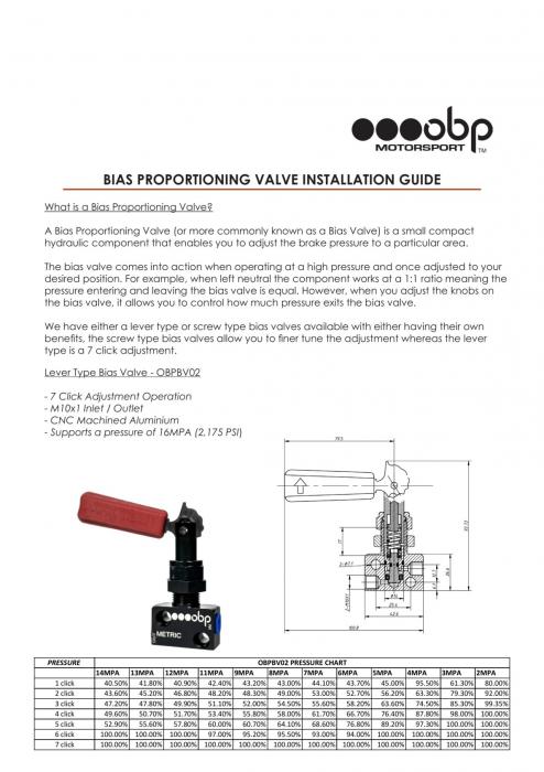 OBP Bremskraftregler Drehversteller 
3/8″ UNF incl. Adapter auf M10x1