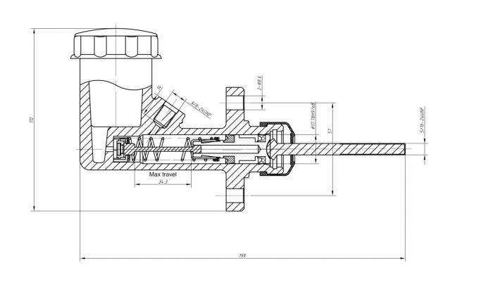 Hauptbremszylinder 17,8mm / 0,7
mit Behälter OBP