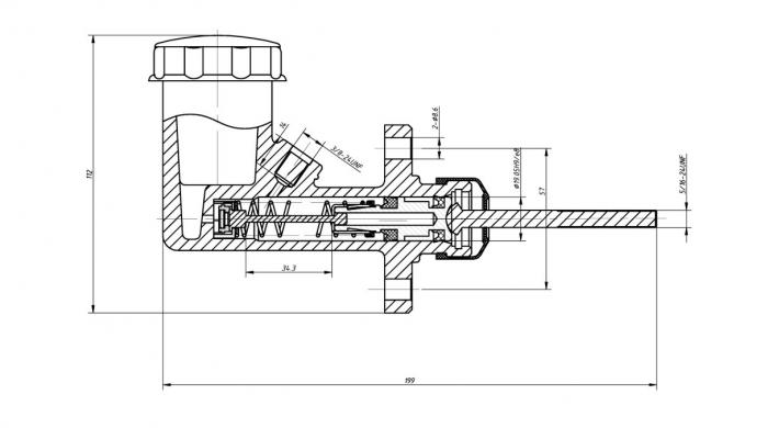 Hauptbremszylinder 19,05mm / 0,75
mit Behälter OBP