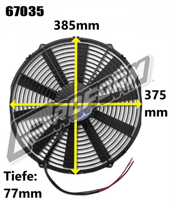 12V Elektrischer Lüfter 375mm (14") Proform Brushless 
bürstenlos, 4920m³/h saugend