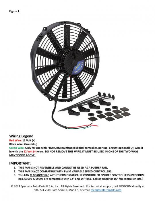 12V Elektrischer Lüfter 375mm (14") Proform Brushless 
bürstenlos, 4920m³/h saugend