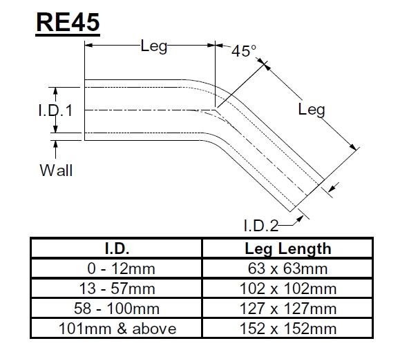 Samco Reduzierkrümmer 45° D38-16 
 schwarz