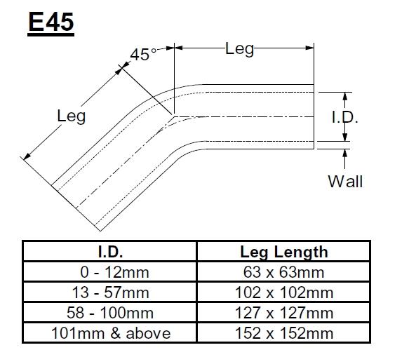 Samco Xtreme 45° Bogen 51mm 
 schwarz