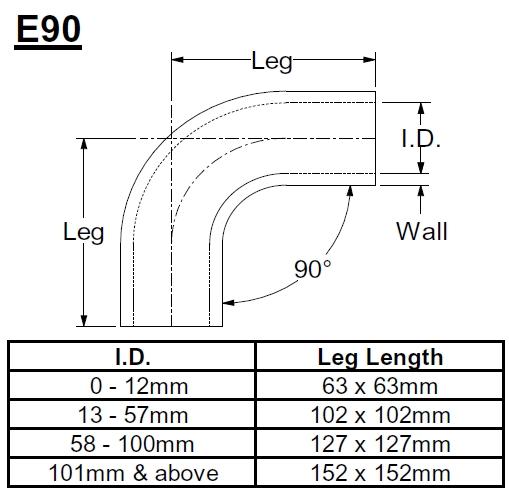 Samco Xtreme 90° Bogen 80mm 
 schwarz